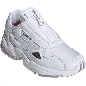 Adidas Falcons Zip White With Orange Laces Sneakers Shoes